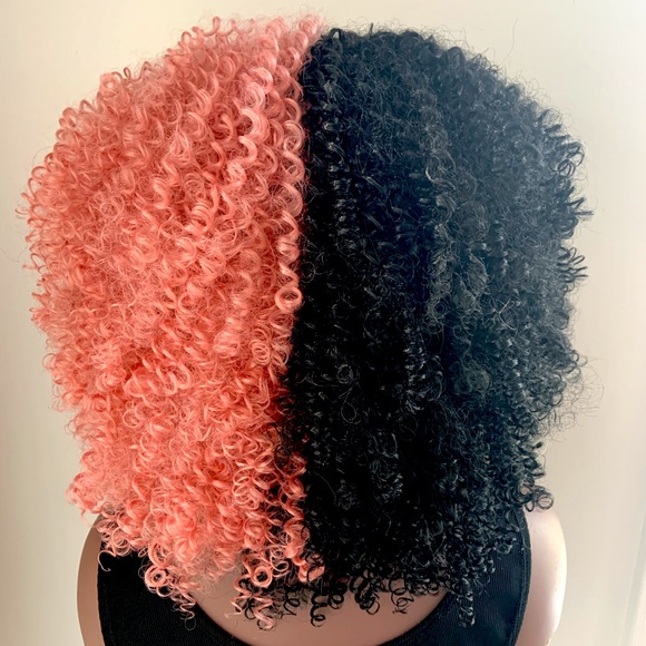 Curly Black & Pink Premium Fiber Wig for Events/Cosplay/Photo Shoots… - Picture 2 of 4